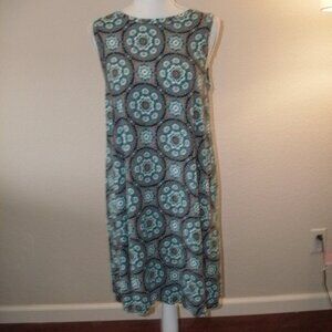Loft Size MP Sleeveless Medallion Print Crewneck Rust, Cream, Navy Blue Dress